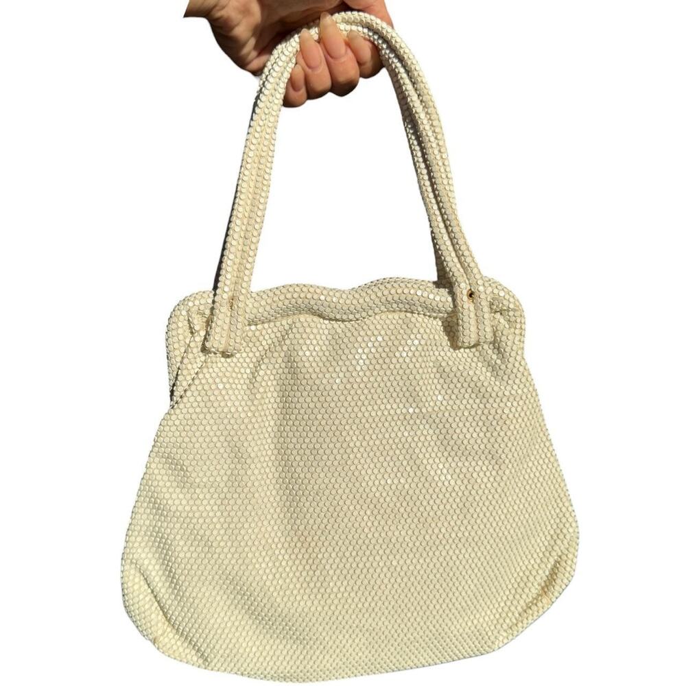 Vintage 50s ivory white micro sequin Cocktail Bag romantic cottage core